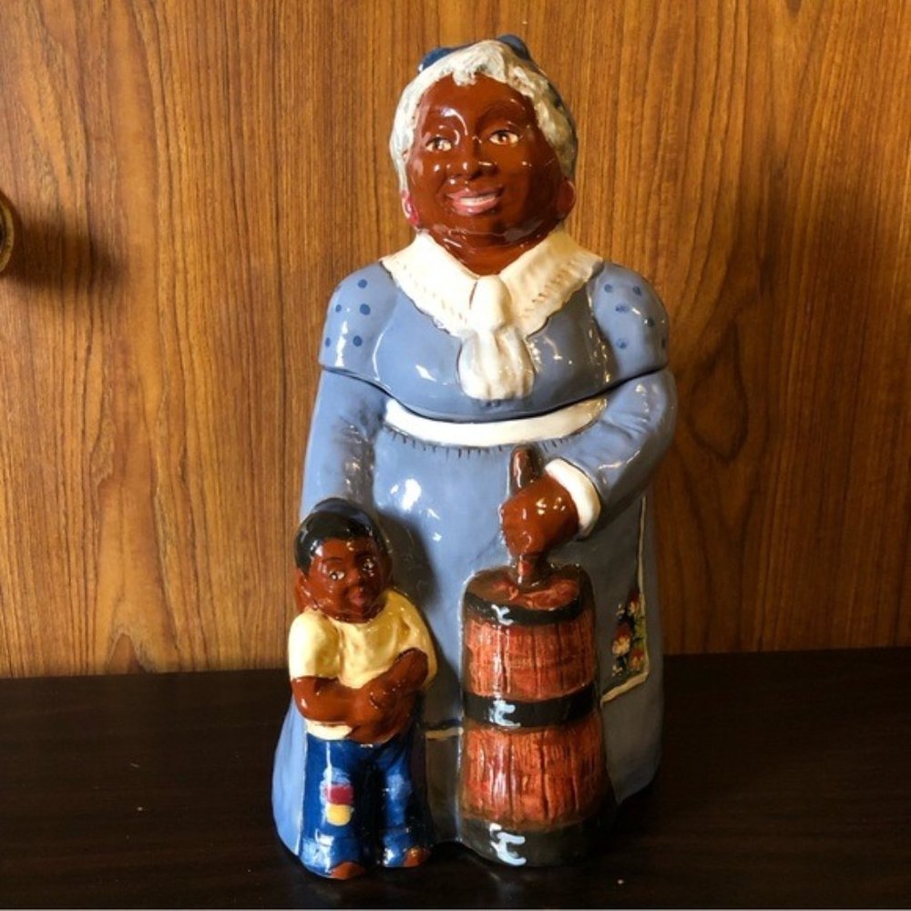 VINTAGE RICK WISECARVER "COOKIE CLASSIC" BLACK AMERICANA COOKIE JAR